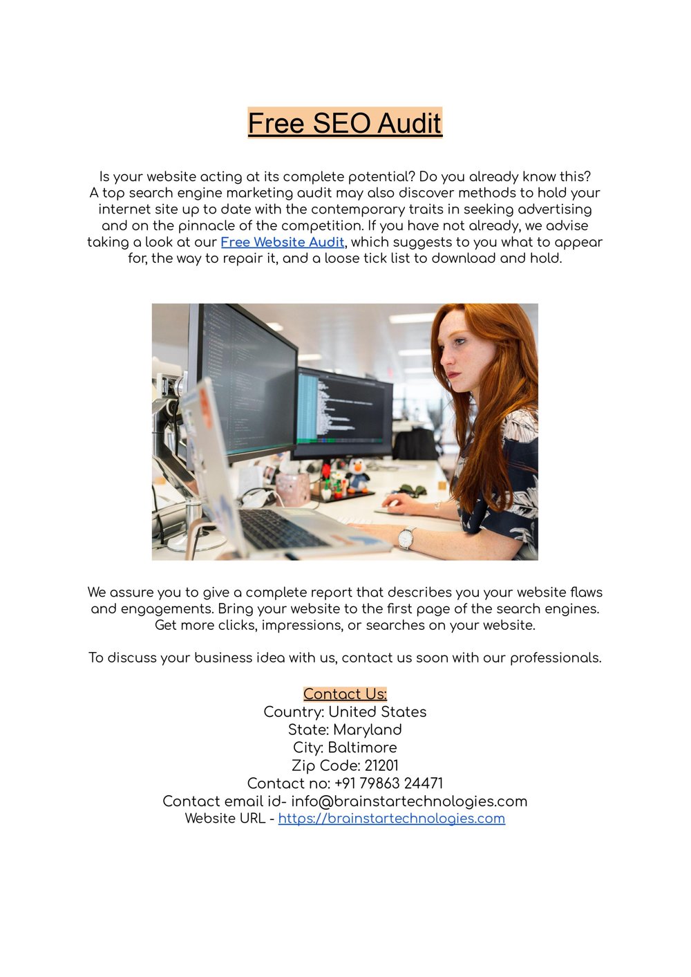 Free website audit report | Brain star technologies