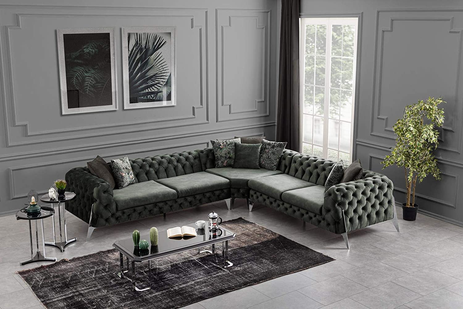 Chesterfield Sofa Set Online| L Shaped Chesterfield Sofa Set | Furniture Online