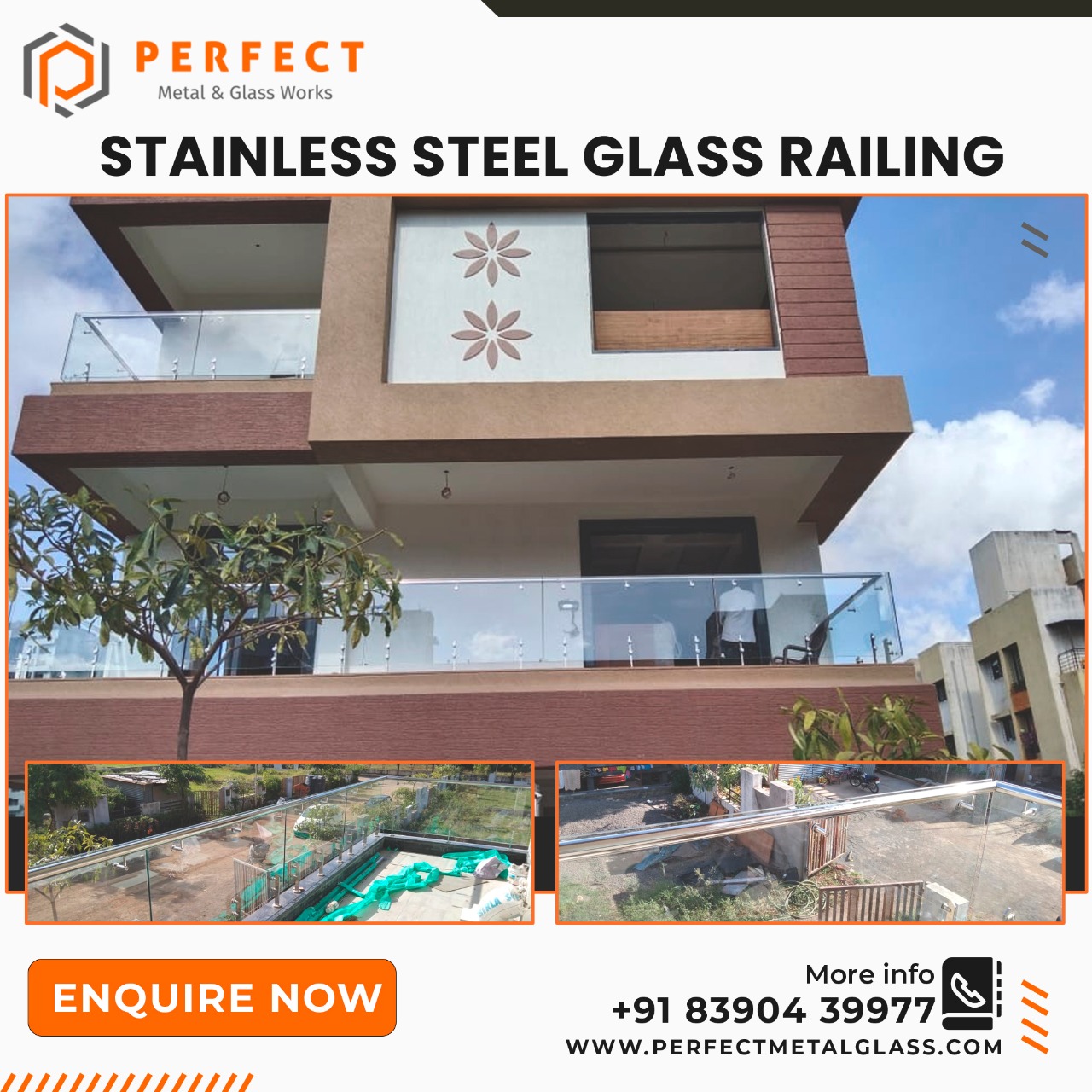 Glass aluminum railing, Gluminium glass railing design