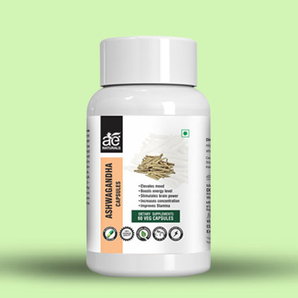 AE Naturals Organic Ashwagandha Capsules 60 Caps | AE Naturals Aswghanda Capsules