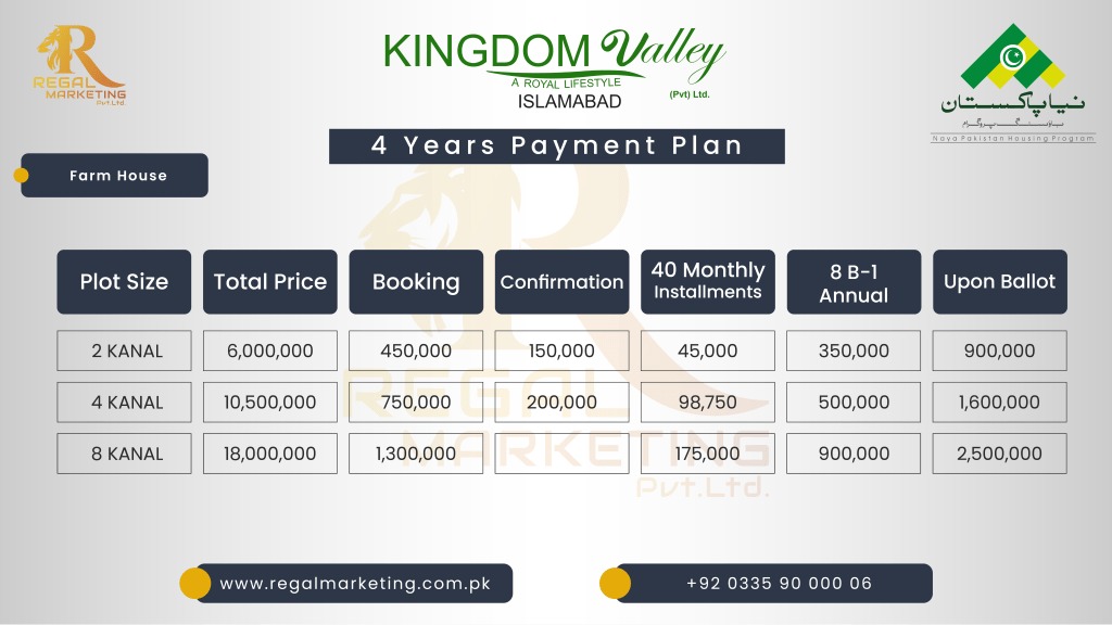 Kingdom Valley Payment Plan