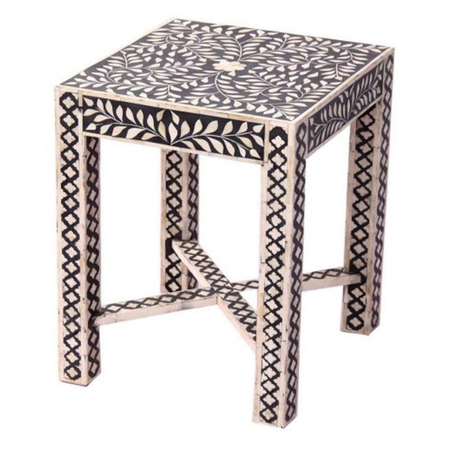 Handmade Bone Inlay End Table
