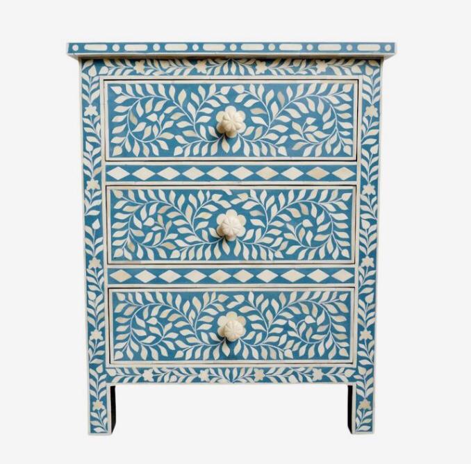 Handmade Bone Inlay Bed Side