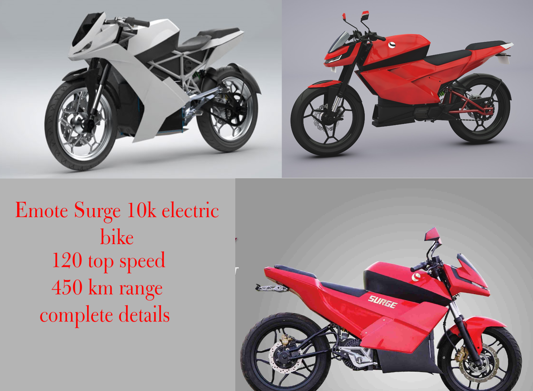 Surge 10k electric bike, 120 speed, 450 km range, complete details