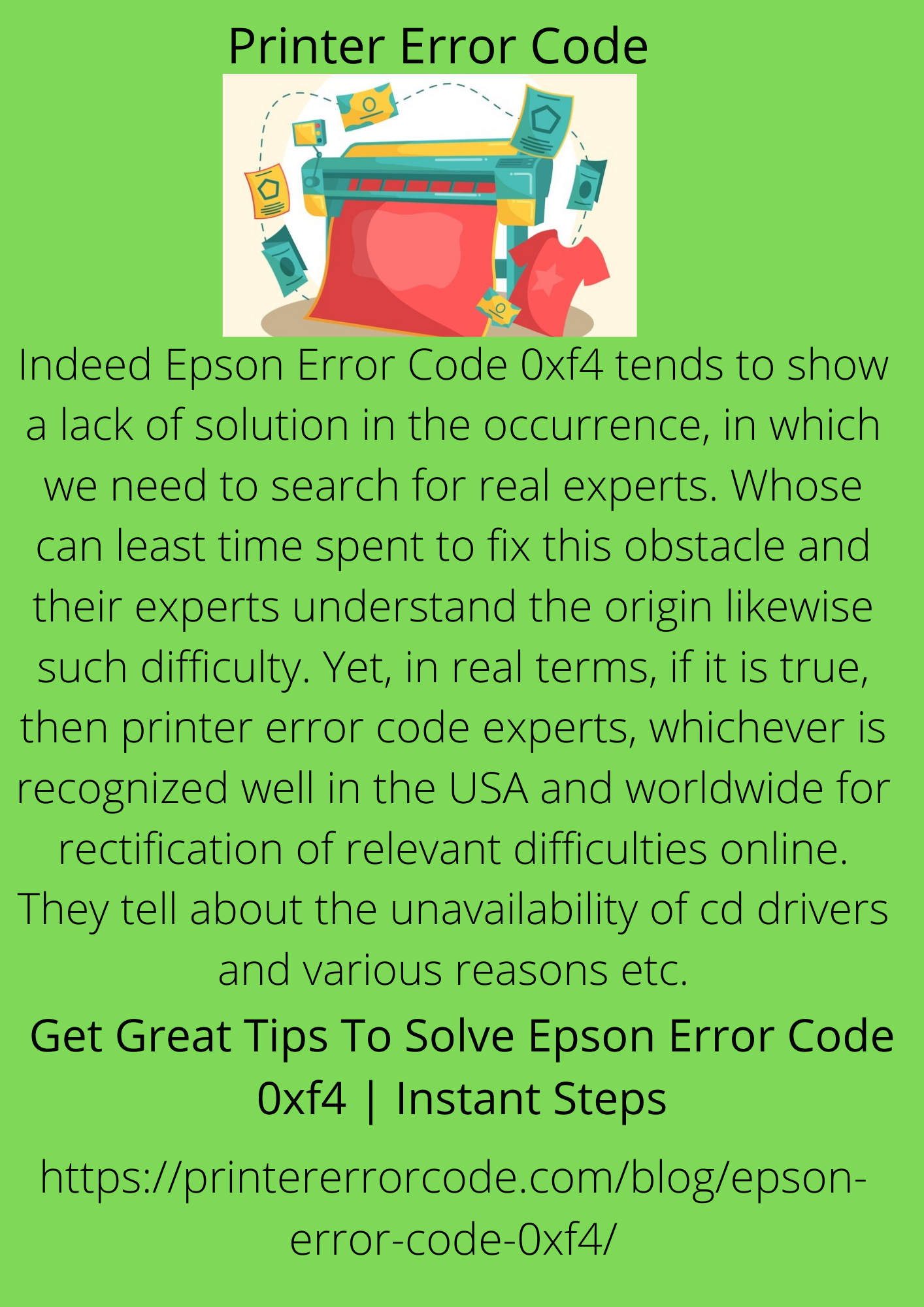 Get Great Tips To Solve Epson Error Code 0xf4 | Instant Steps
