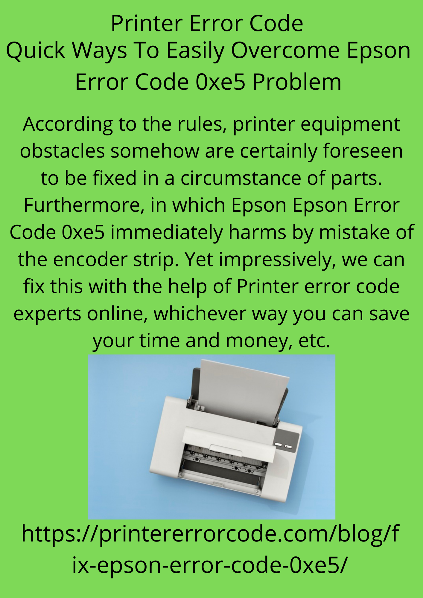Quick Ways To Easily Overcome Epson Error Code 0xe5 Problem
