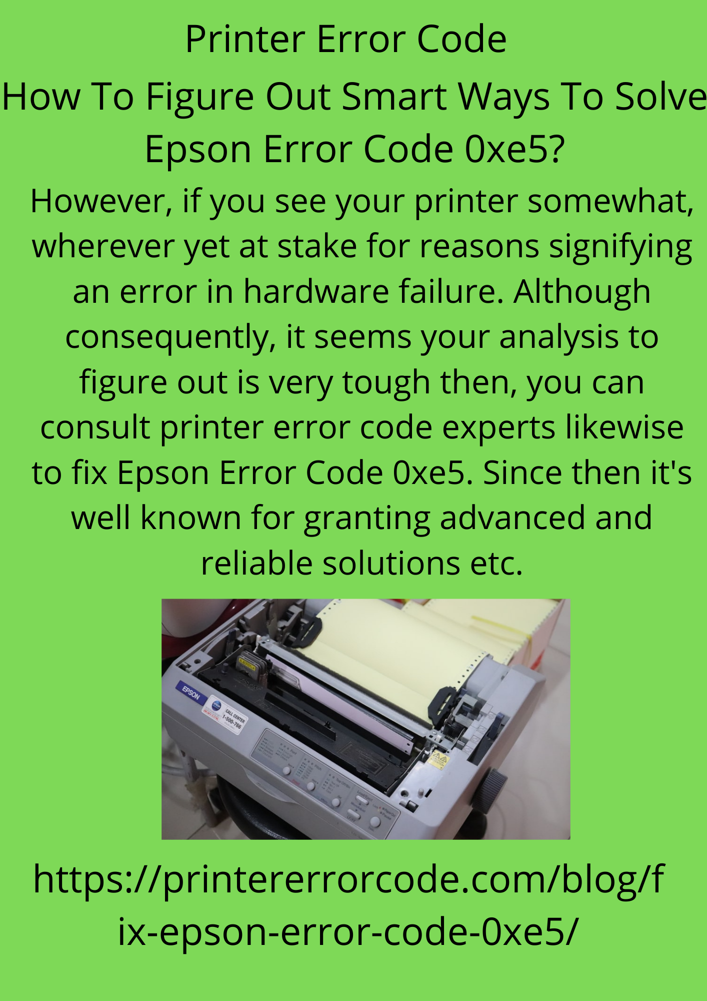 How To Figure Out  Smart Ways To Solve Epson Error Code 0xe5?