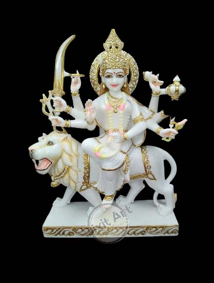 Durga Mata Coloured Marble Statue | Goddess Durga Statue