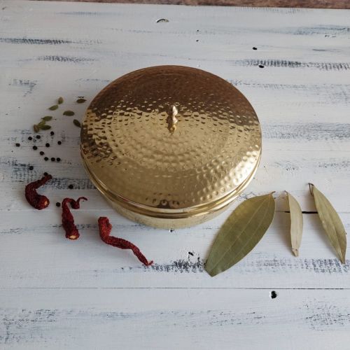 Brass Spice Box- Large with Tin coating & Plate| Shop Online