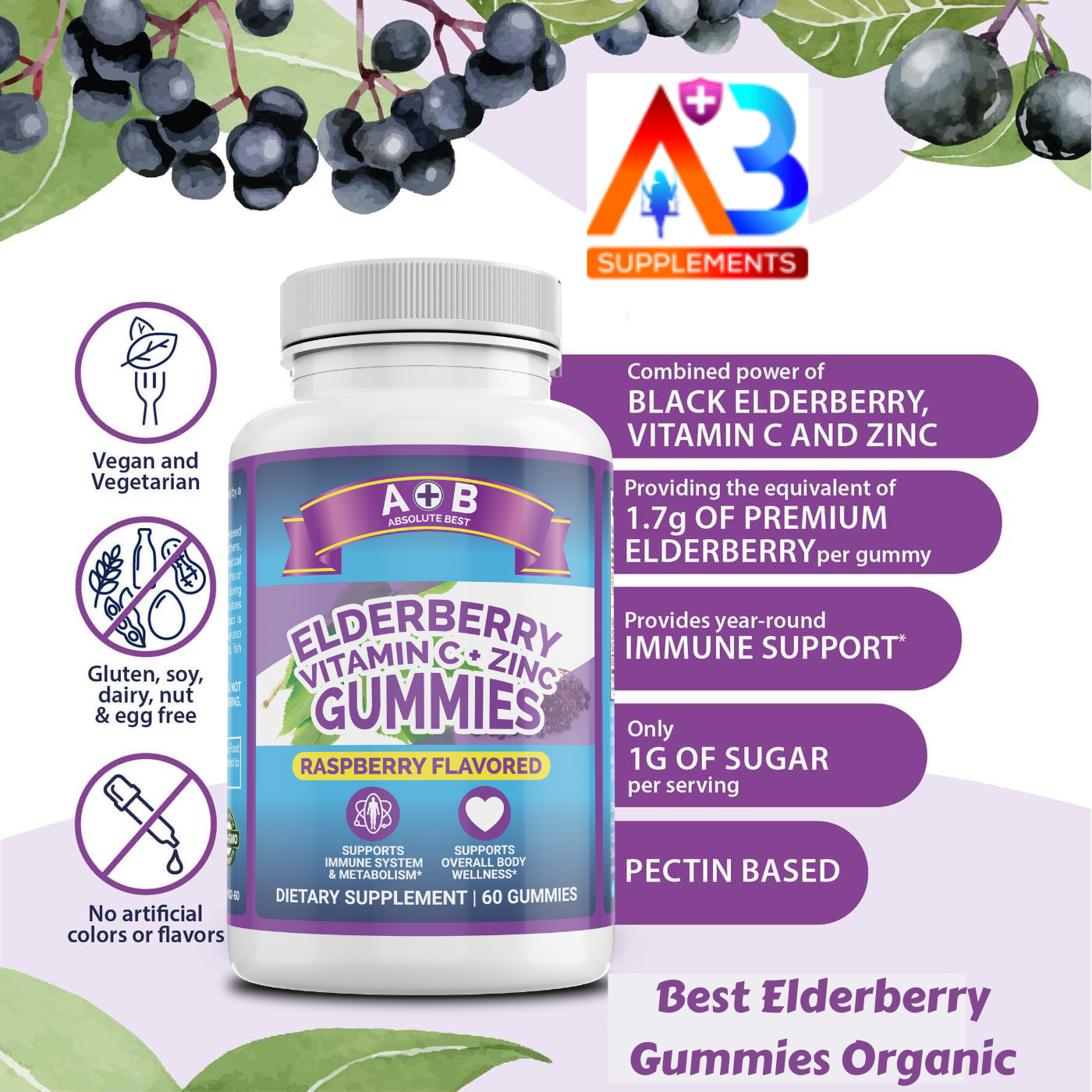 Elderberry Gummies Organic | A+B Supplements
