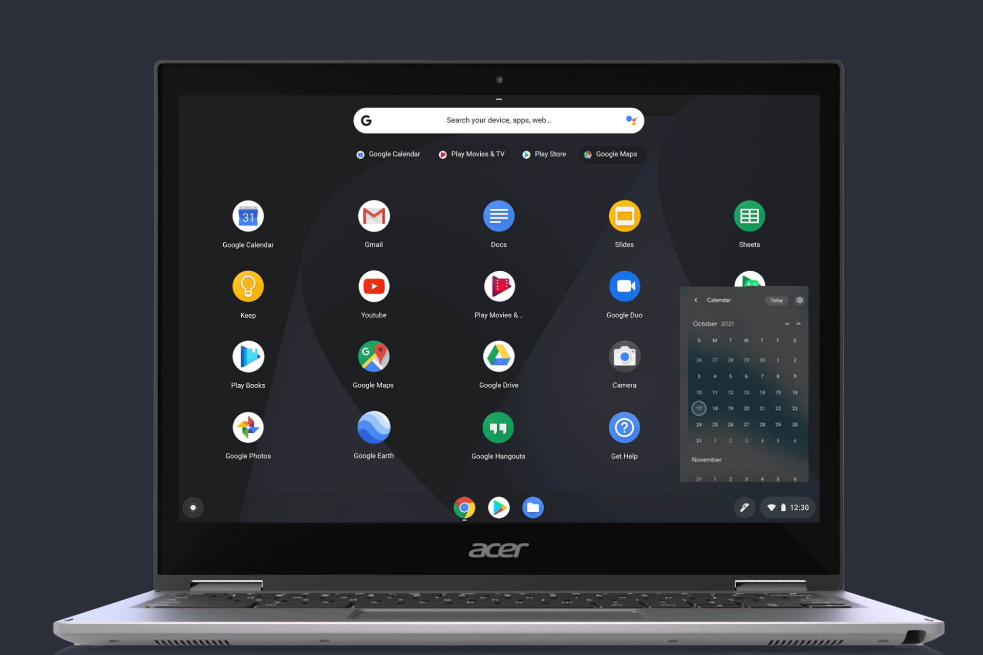 Google Chrome OS will get soon Calendar Widget in Settings (System Tray Area)