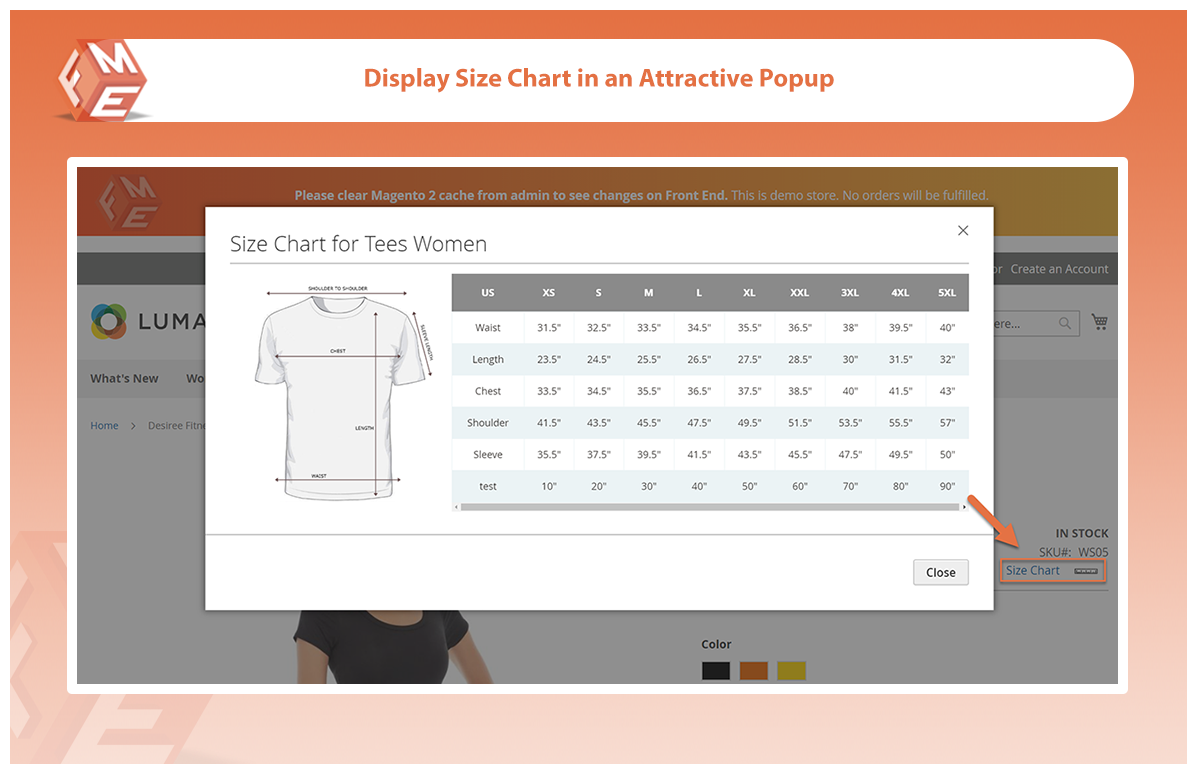 SIZE CHARTS for Magento 2