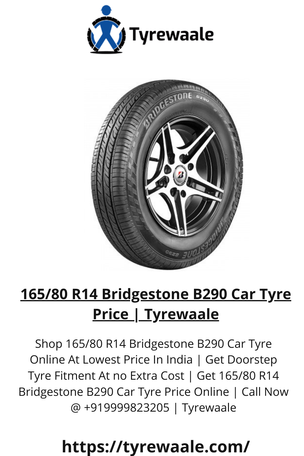 165/80 R14 Bridgestone B290 Car Tyre Price | Tyrewaale