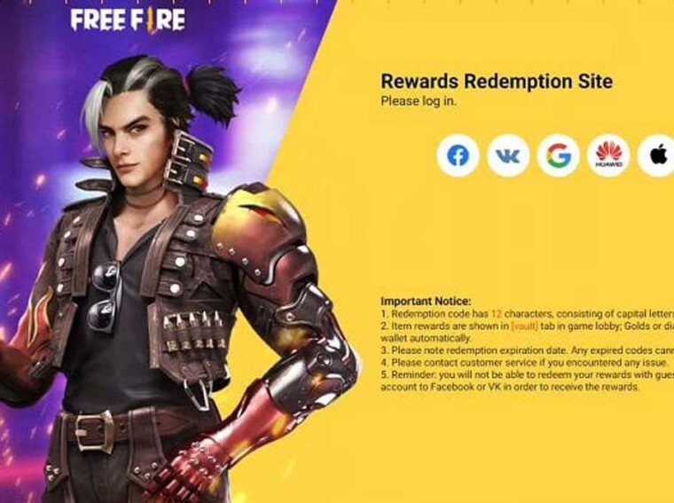 free fire redeem codes