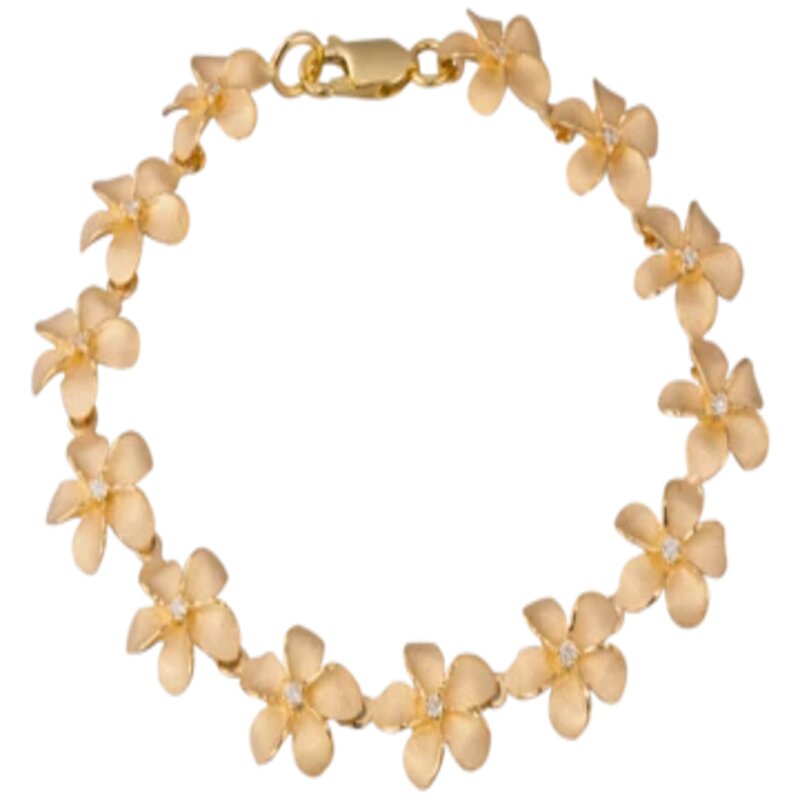 14K Yellow Gold Plumeria Bracelet