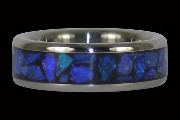 Black Opal Titanium Ring Band