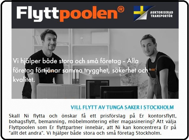 Vill Flytt av tunga saker i Stockholm