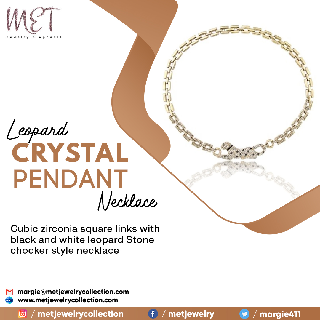 Leopard Crystal Pendant Necklace