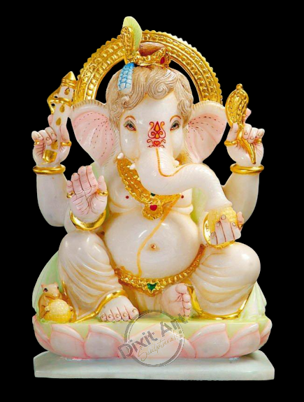 Pure White Marble Ganesh Statue | Buy Ganesh Statue Big Size Online - Dixit Art Sculpturals