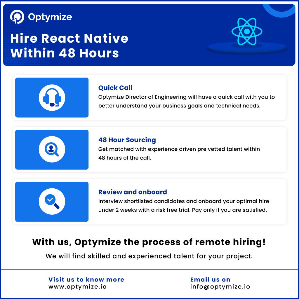  ﻿Hire Vetted React Native Developers Within 48 Hours | Optymize   