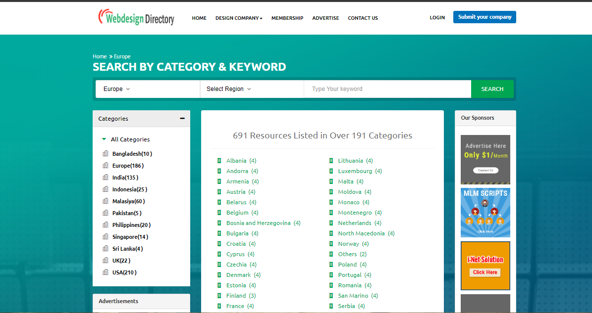 Web Design Directory Submission in Europe