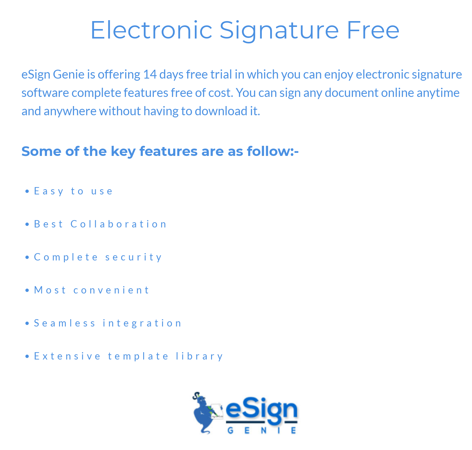Try electronic signatures free 14 days trial