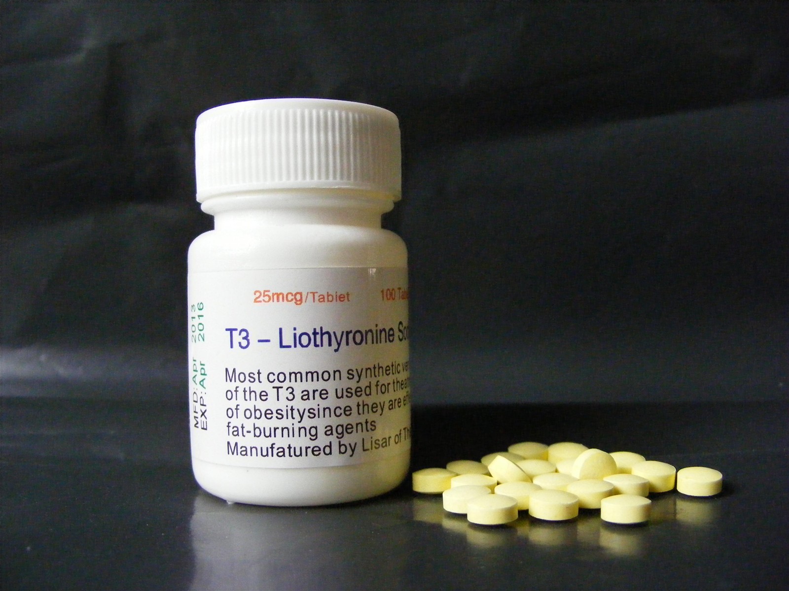 Liothyronine is a thyroid gland hormone that is anthropologically derived