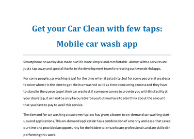 Make your Car gleaming with Mobile car wash app