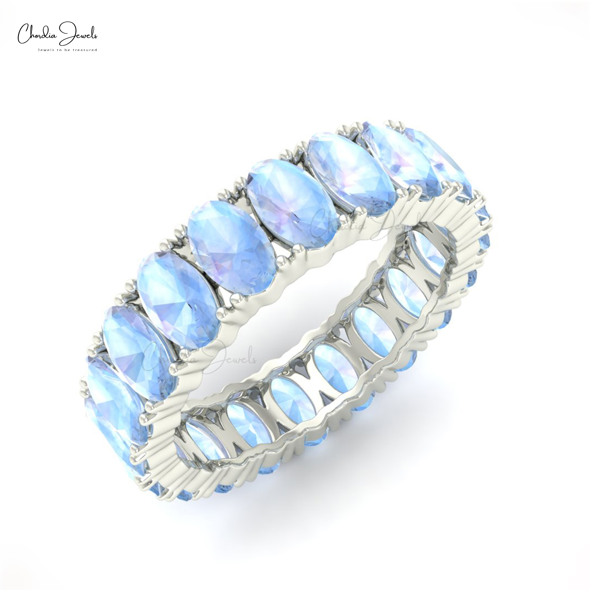 Shop Rainbow Moonstone Eternity Ring for Woman in 14K Gold- Chordia Jewels