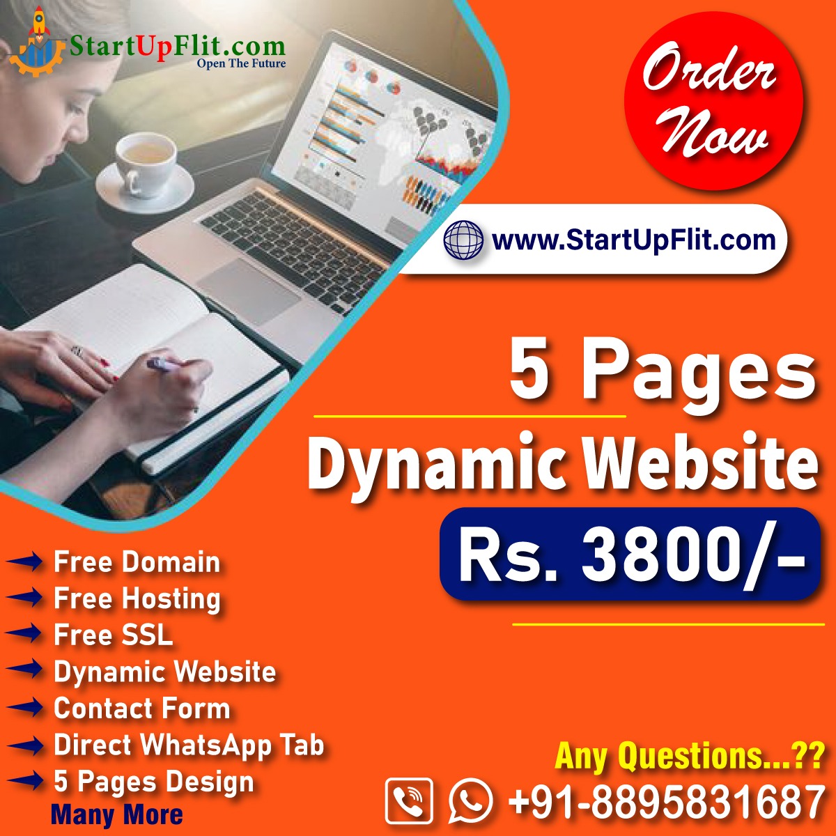 Dynamic website with 5 pages 