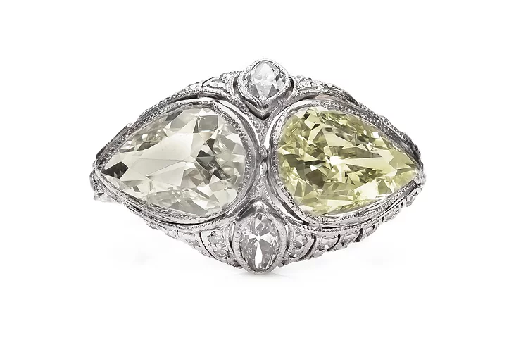 Buy Edwardian Shaped Yellow Diamonds Ring
