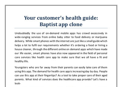 Your customer’s health guide: Baptist app clone