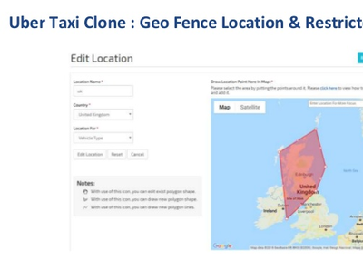 Uber Taxi Clone : Geo Fence Location & Restricted Area