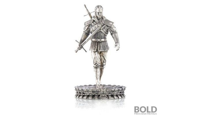 2021 White Wolf The Witcher Book Series 5oz Silver Statue