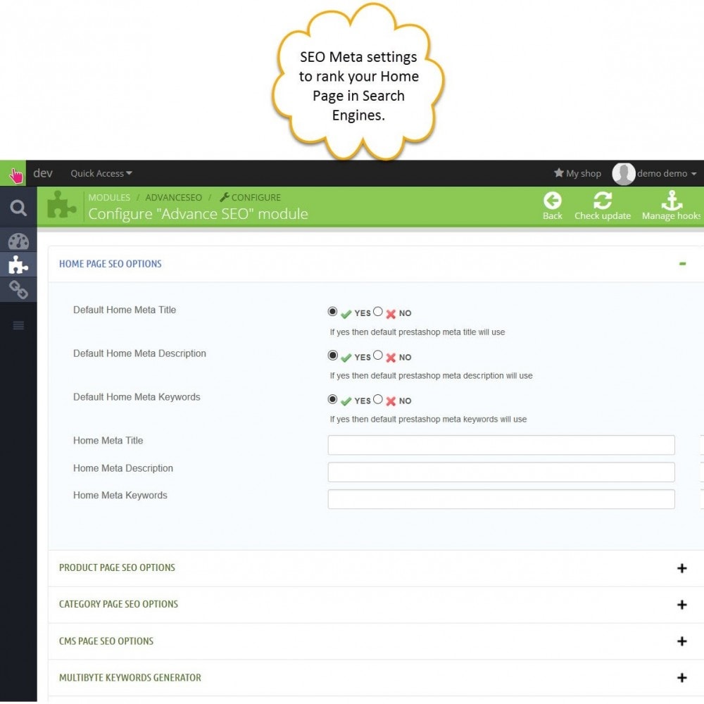 prestashop seo module