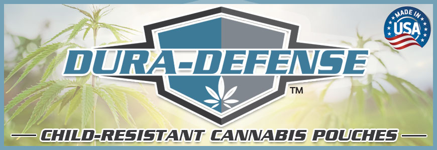 DURA-DEFENSE CHILD-RESISTANT CANNABIS AND MARIJUANA PACKAGING BAGS AND POUCHES