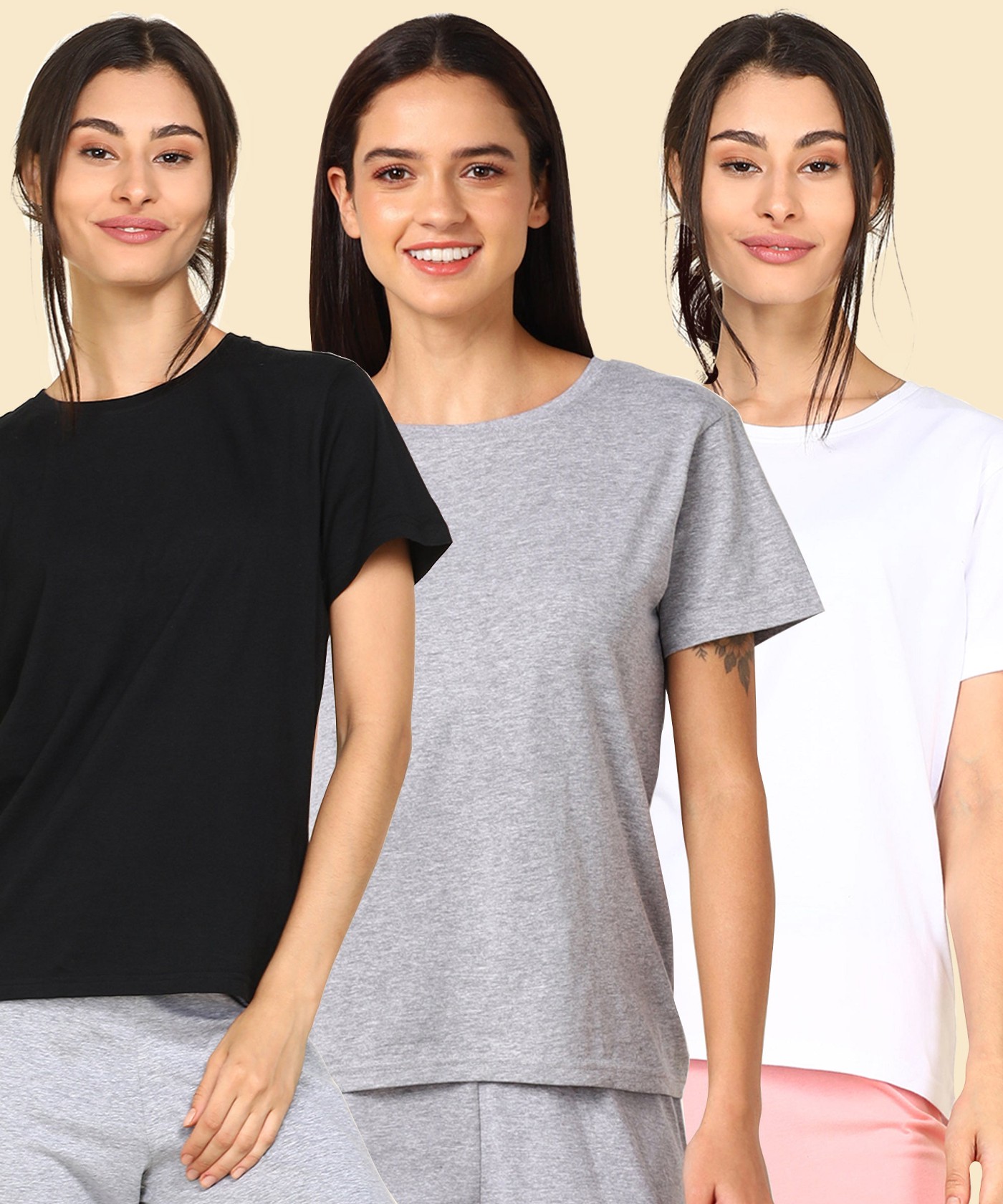 Plain T-shirts Combo for Women Online