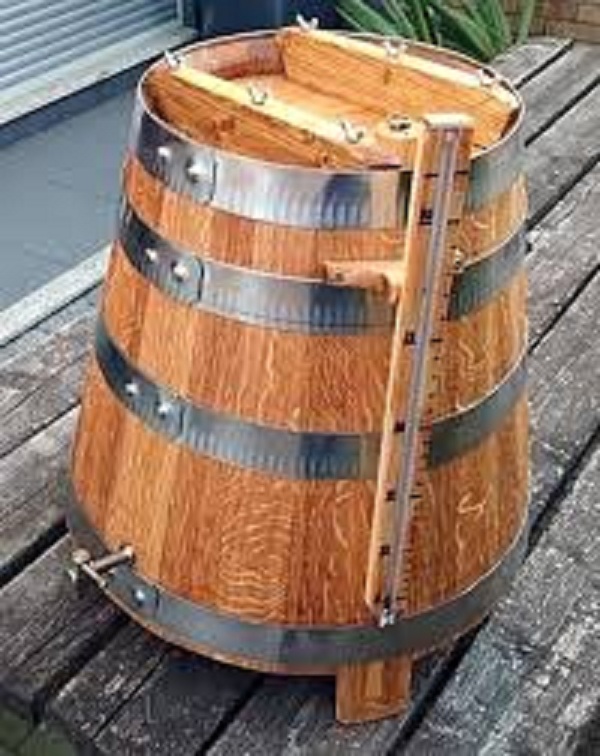 The sides of casks of wine to