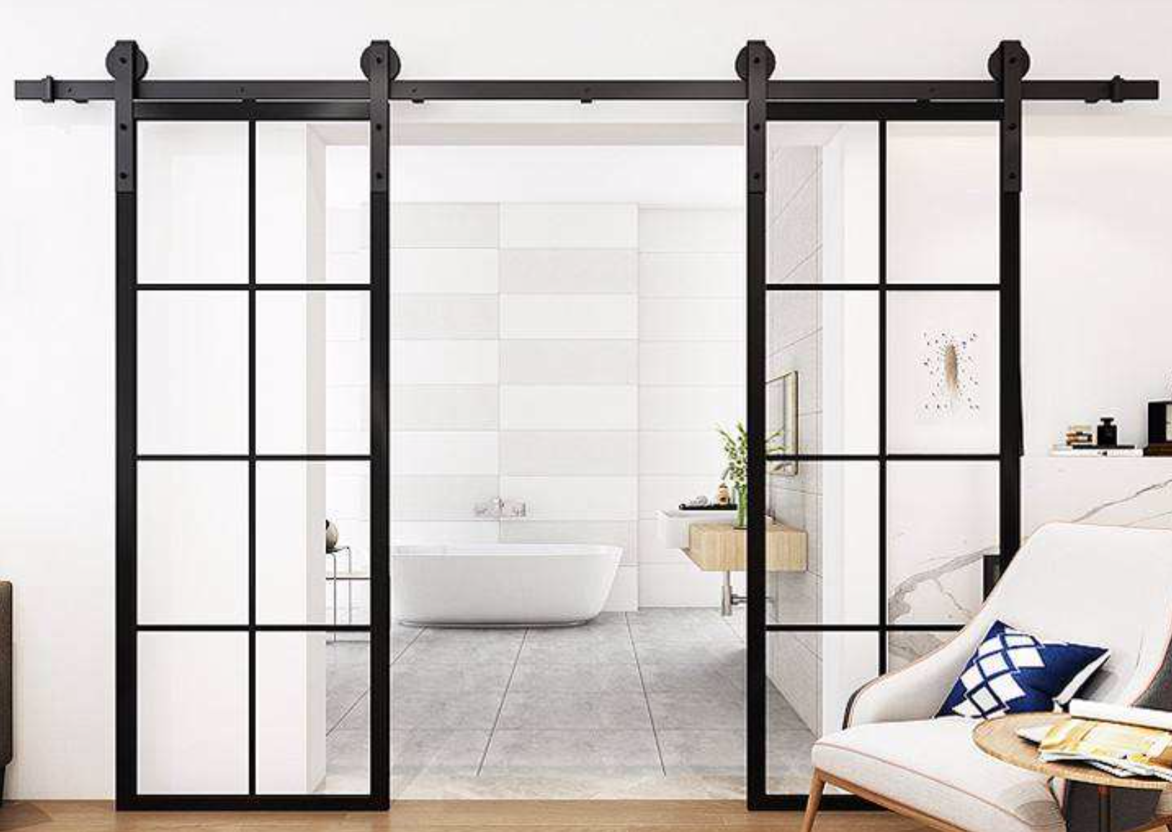 Frameless Sliding Glass Shower Doors for New Constructions