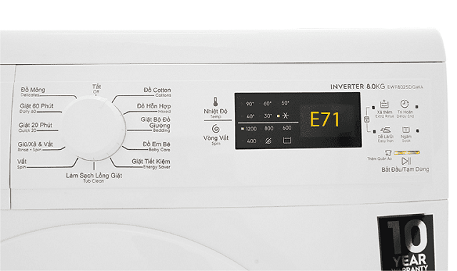 Nguyên do máy giặt electrolux báo lỗi e71, cách xử lý ra sao