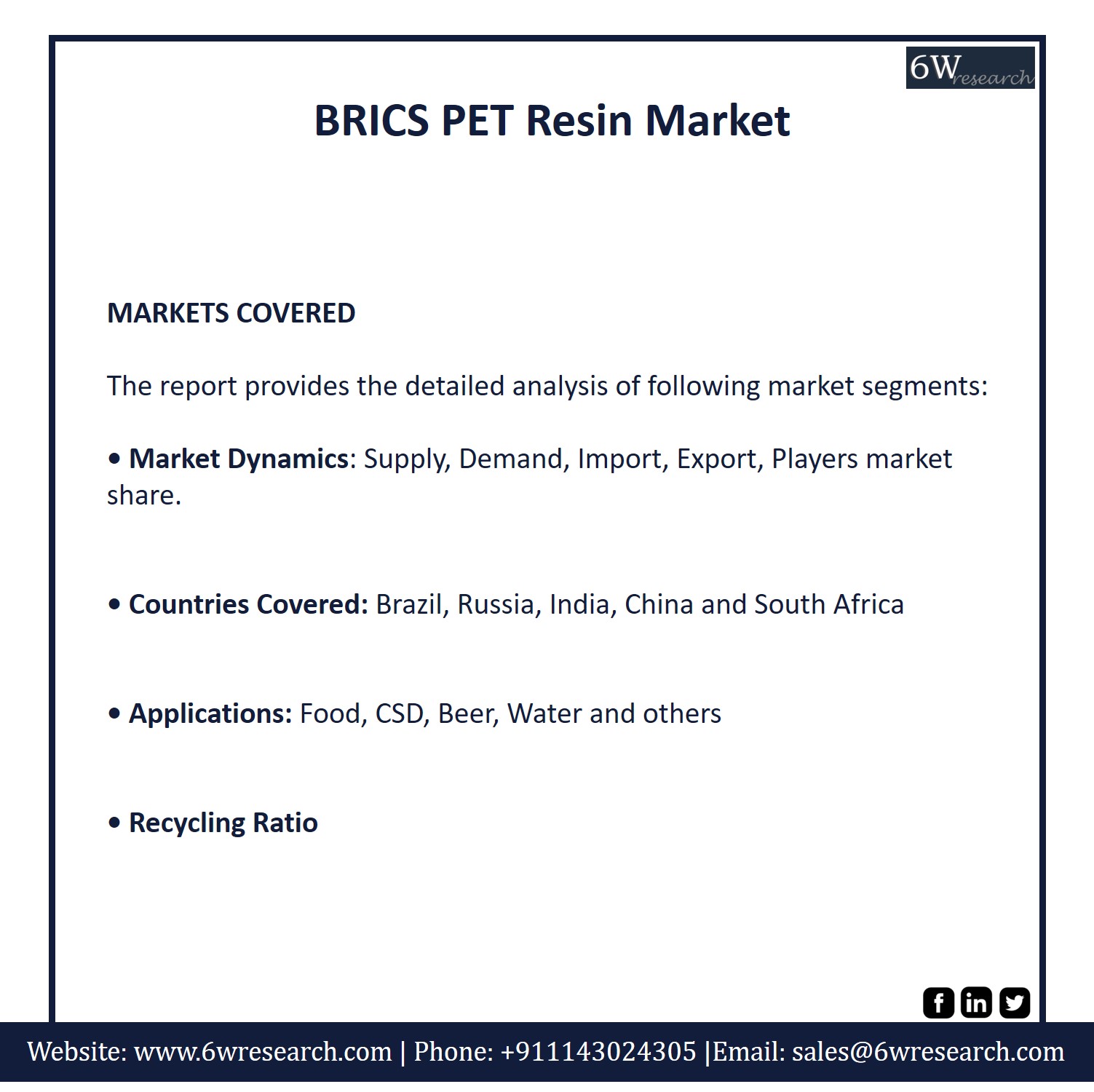 BRICS PET Resin Market