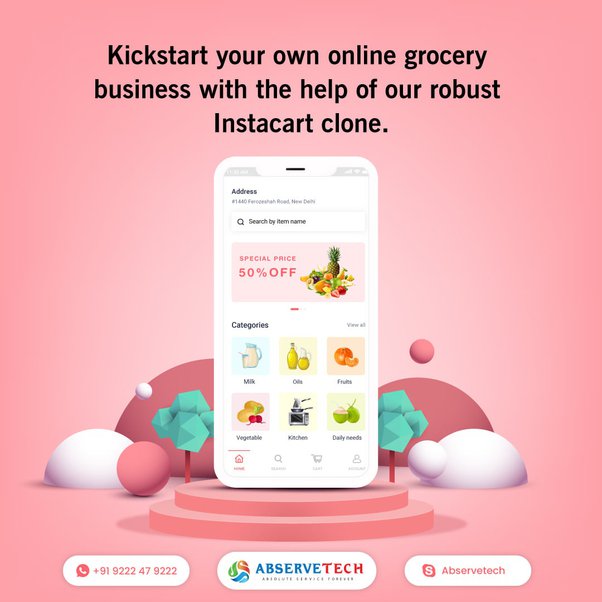 Where can I find a customized on-demand Instacart clone app solution?