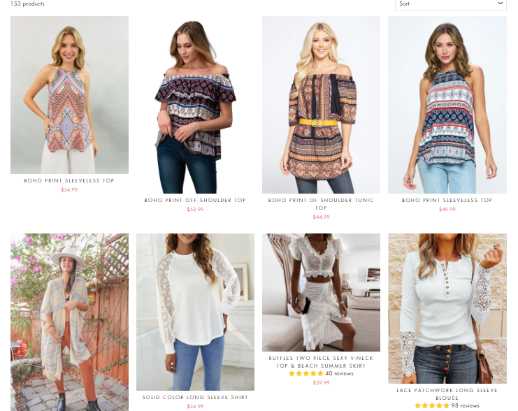BOHO TOPS FOR WOMEN