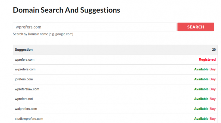 Domain Name Search And Suggestions