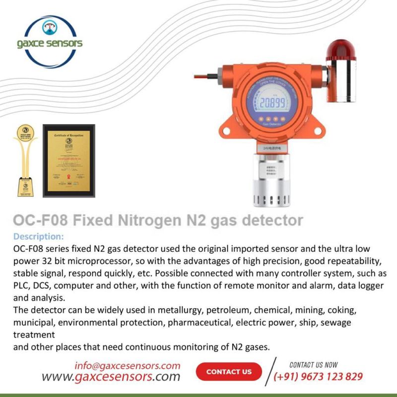 OC-F08 Fixed Nitrogen N2 Gas Detector - Gaxce Sensors