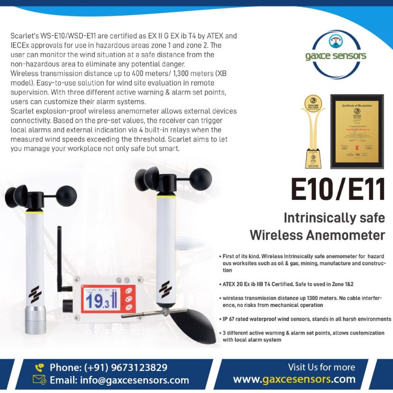 Ex-Proof Intrinsically Safe Anemometers - Gaxce Sensors