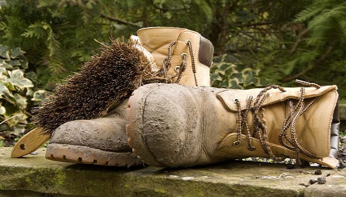 How do you disinfect leather work boots?