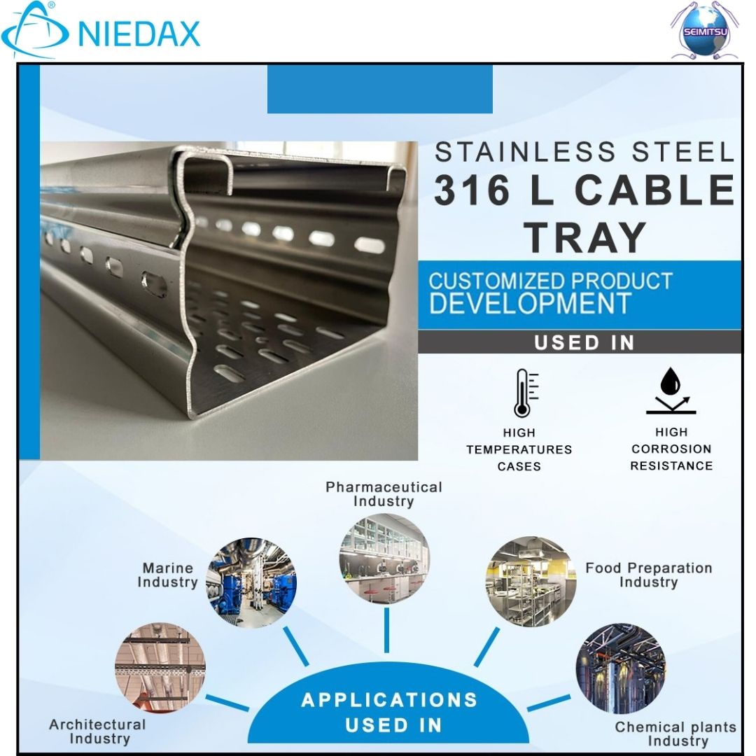 Niedax Stainless Steel 316L Cable Tray for Heavy Industrial Applications | SEIMITSU Factory| Niedax Distributor