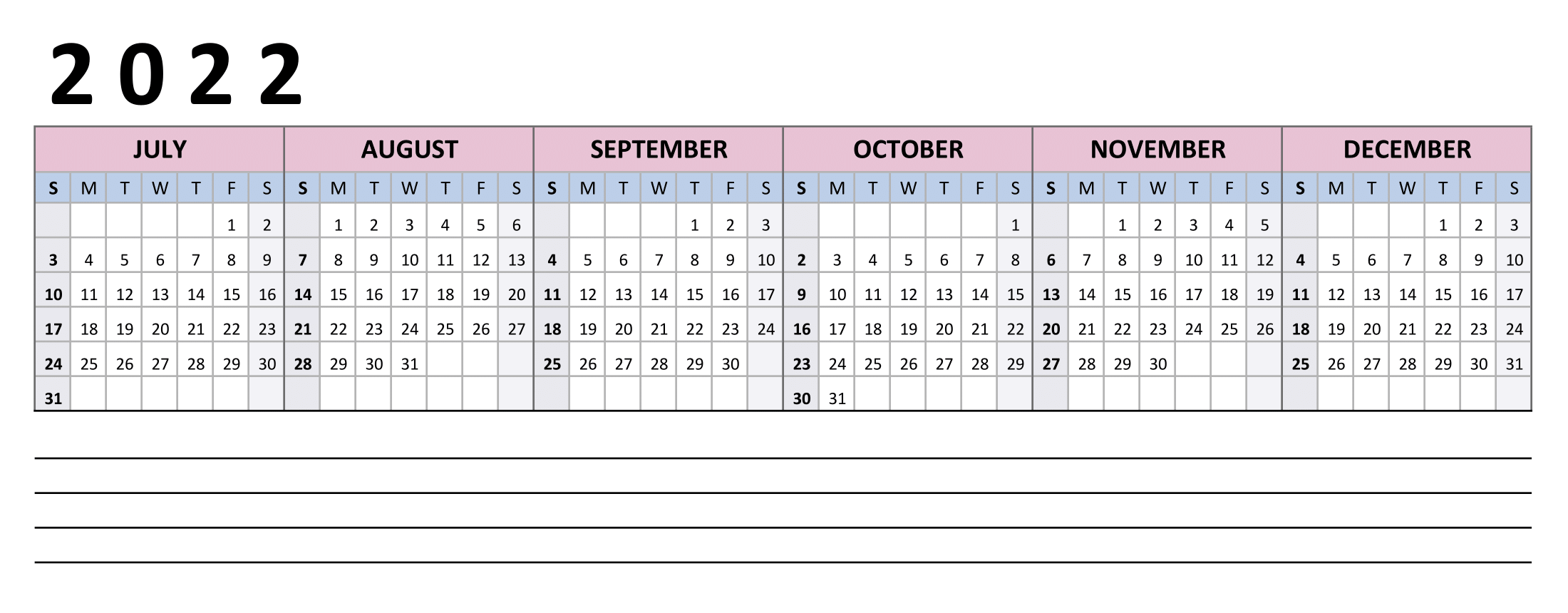 2022/23 Split Year Calendar Printable - June 2022 to July 2023
