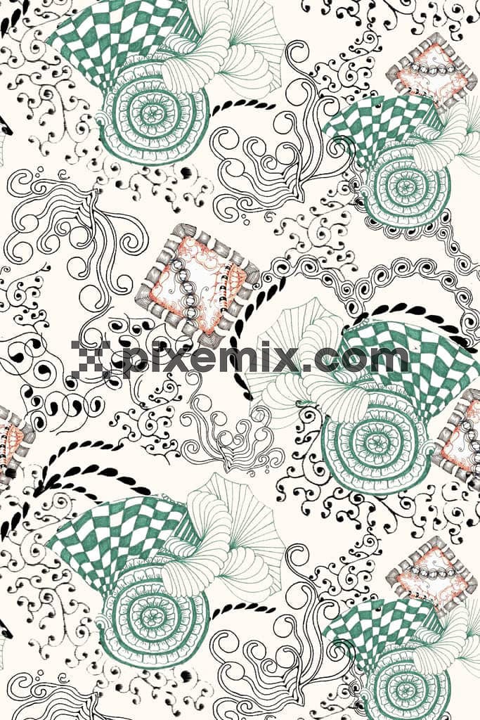 Tribal art product graphic with seamless repeat pattern